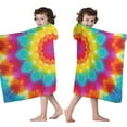 thumbnail image 4 of Colorful Tie Dye Mandala Pattern Hooded Bath Towel，50"x30" for Ages 3 To 12 Kids, Quick Dry Lightweight Soft Microfiber Hood Beach Towel Cover Up for Kids, 4 of 7