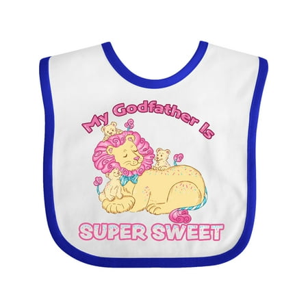

Inktastic My Godfather Is Super Sweet Cotton Candy Lions Gift Baby Boy or Baby Girl Bib