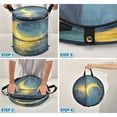 thumbnail image 4 of WOBOGO Moon Stars Oil Painting Pattern Foldable Laundry Baskets with Carry Handle Zipper Closure Travel Bathroom College Dorm Essentials, 4 of 7