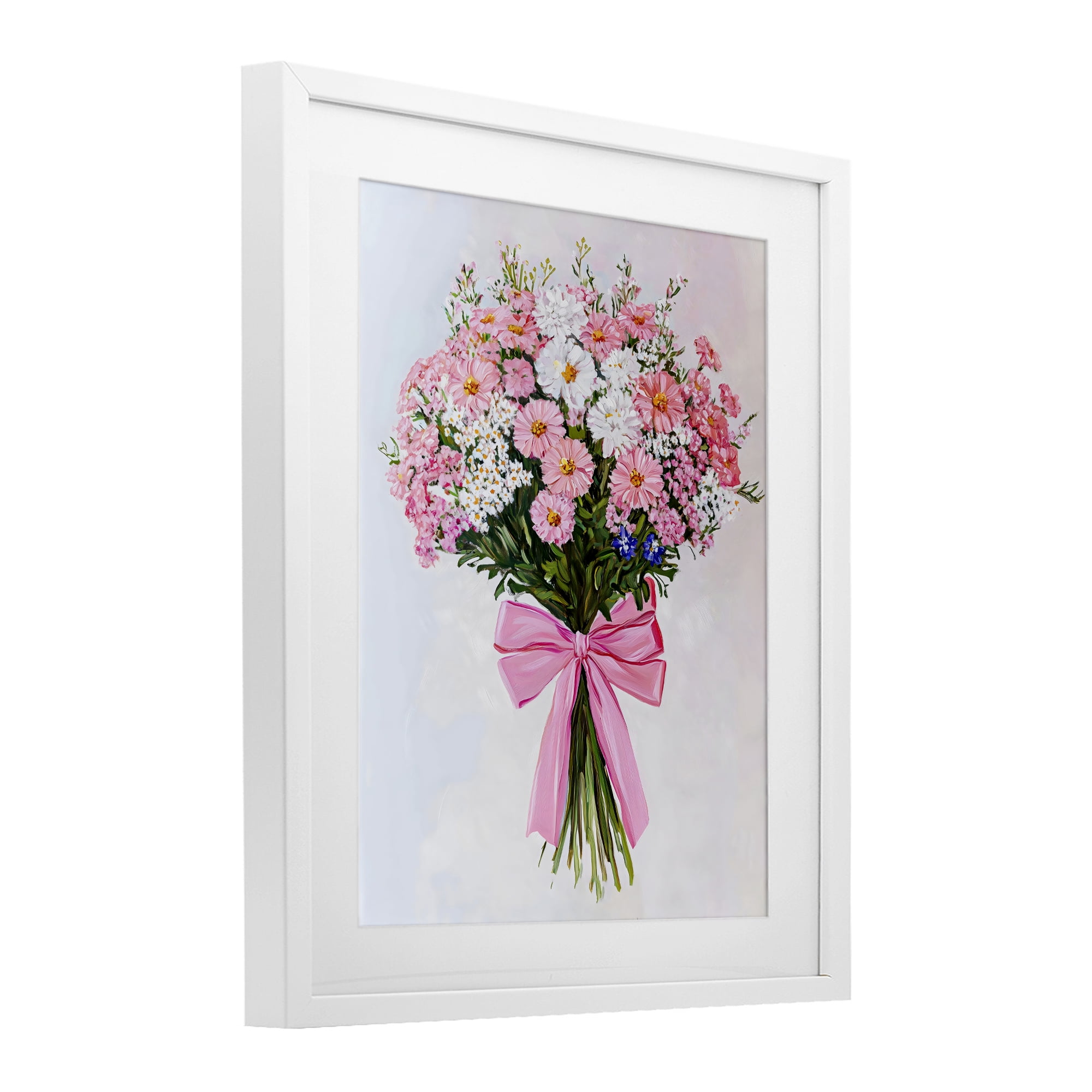 Stupell Industries Pink & White Tied Flower Bouquet White Framed Print Under Glass, design by The Prints Vibe