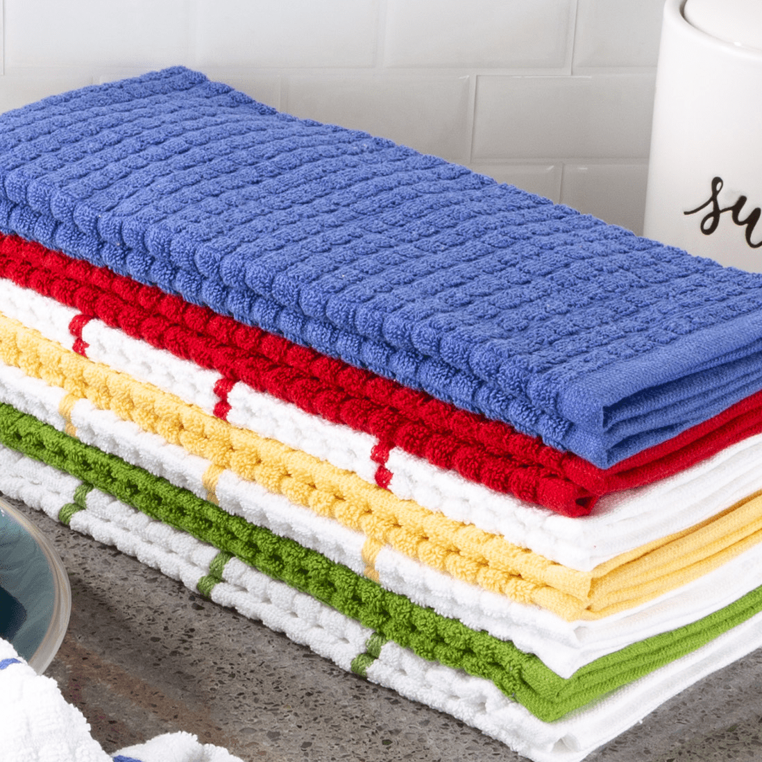 Hastings Home 16-Piece Striped Chevron Weave Kitchen Towel Set - 20313696