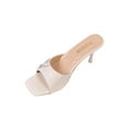 thumbnail image 2 of Wowcloth Patent Leather Slide Sandals for Women – Comfortable Elevated Thin Heel with Butterfly Rhinestone Decors, Wide Size Available for Summer & Fall Fashion Footwear, 2 of 9