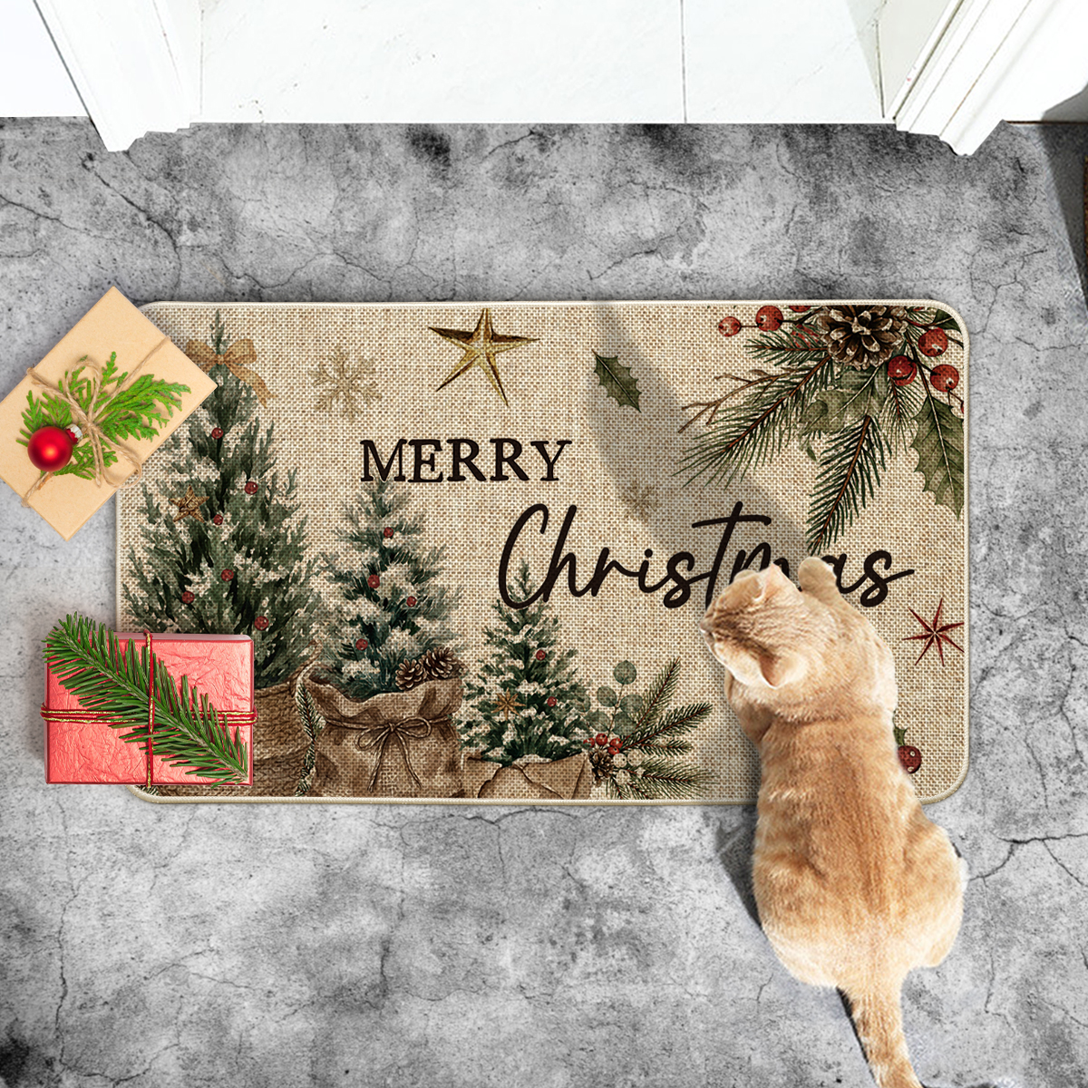Sm:)e Pine Tree Pinecone Christmas Doormat, 17x29 Inch photo 4