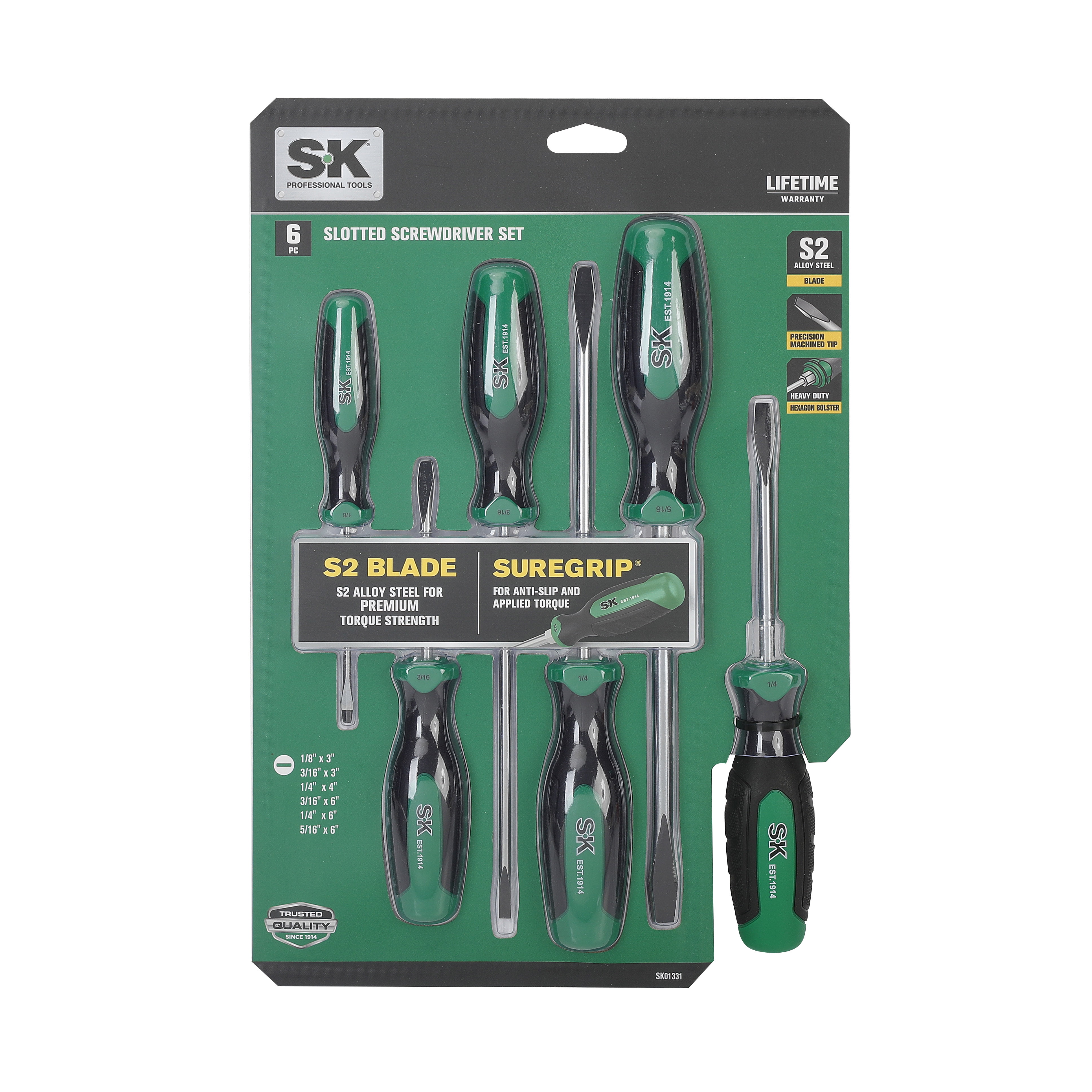 SK Steel Slotted Screwdriver Set, 6 Piece