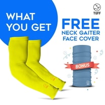TUFF Arm Sleeves for Men Women -Tattoo Cover up Sleeves to Cover Arms, Sun Protection - Perfect for Cycling Golf Running Driving (Yellow HI VIS)