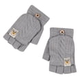 thumbnail image 5 of Bmisegm Winter Gloves Women Half Finger Ladies Winter Student Writing Warm Knitting Wool Fingerless Flip Convertible Mittens Grey, 5 of 5