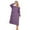 Purple, variant on Long Solid Coral Bathrobe For Women Design Round Neck With Pockets Home Wear Comfort Warmth Purple M