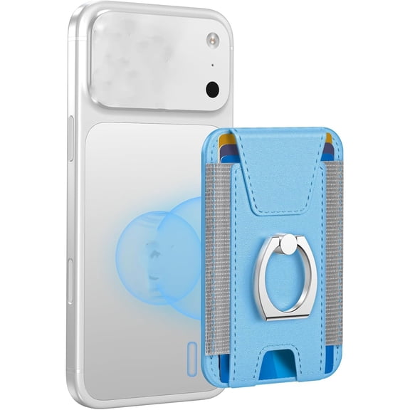 GJX for Wallet with Grip, 6-Card Holder; Stronger Magnetic Phone Wallet | Magnetic Card Wallet Holder for Iphone 17/16/15/14/13/12 Series, Privacy Flap, Rfid Blocking, Sky Blue