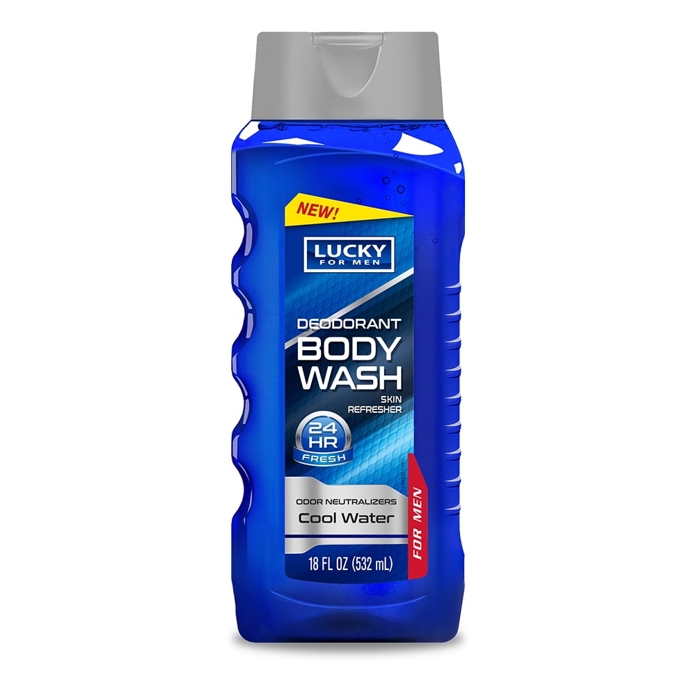 Lucky for Men Cool Water Deodorant Body Wash. 24 Hour Skin Refresher
