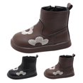 thumbnail image 4 of XXWXYD Toddler Shoes Girls Spring Autumn Winter Boots Plus Velvet Short Boots Children's Side Zipper Boots Baby Short Boots for Simple Casual Non Slip Breathable Shoe(3.5-4 Years,Brown), 4 of 9