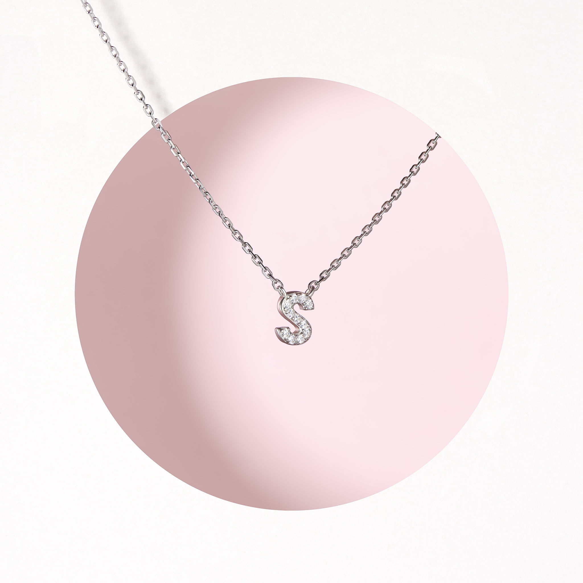 Forever Facets Women s Initial Letter S CZ Necklace in Sterling Silver 18 inch Walmart