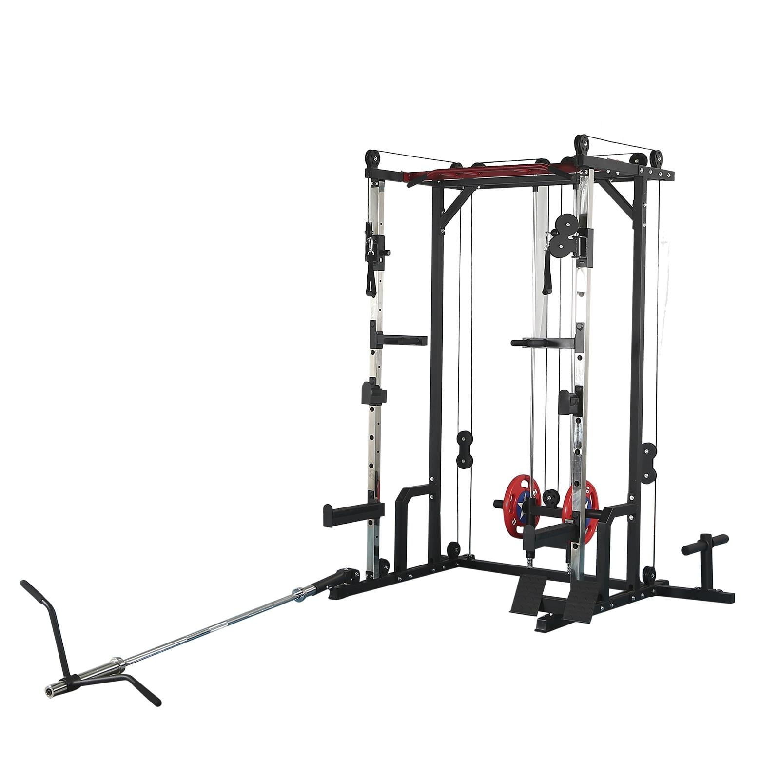 Multi-Function Squat Rack Power Cage, 1400lbs Full Body Training Weight Cage w/LAT PullDown & Cable Crossover System, Professional Home Gym Equipment for Fitness Enthusiast