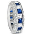 thumbnail image 6 of LaRaso & Co His Hers TRIO Wedding Rings Set Silver Blue Sapphire CZ Bridal Band Engagement Ring Men Women, 6 of 6