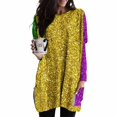 thumbnail image 4 of Timegard Womens Tops Crew Neck Long Sleeve Color Block Glitter Loose Long Tops with Pockets Club Wear, 4 of 6