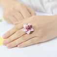 thumbnail image 3 of Colorful Enamel Flower Ring for Women,Platinum Plated Resin Floral Cocktail Party Statement Ring Jewelry Gift for Her, 3 of 5