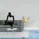 thumbnail image 2 of Figura decorativa de pájaro pensador abstracto dorado para sala de estar moderna, oficina, escritorio, repisa, hogar, regalos de inauguración, adorno, 2 of 8