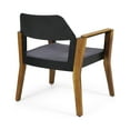 thumbnail image 3 of Alvaro Outdoor Acacia Wood Club Chairs with Cushion, Set of 2, Teak, Black, Dark Gray, 3 of 7