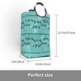 thumbnail image 3 of Waterproof Collapsible Laundry Hamper, Cyan Abstract Line Graffiti Aluminum Handle Laundry Bag Storage Basket, 50L, 3 of 6