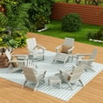 thumbnail image 3 of WestinTrends Ashore 12 Pieces Adirondack Chairs Set, All Weather Poly Lumber Adirondack Chairs with Ottoman and Side Table Patio Conversation Outdoor Furniture Set, Sand, 3 of 8