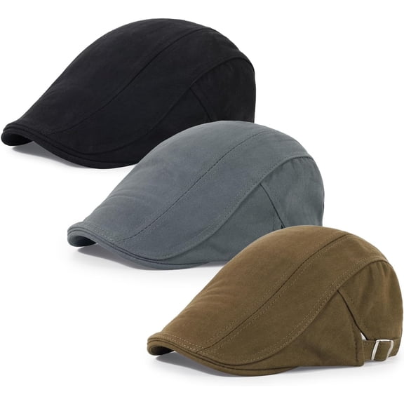 3Pcs Cotton Newsboy Hat for Men Cool Adjustable Flat Cap
