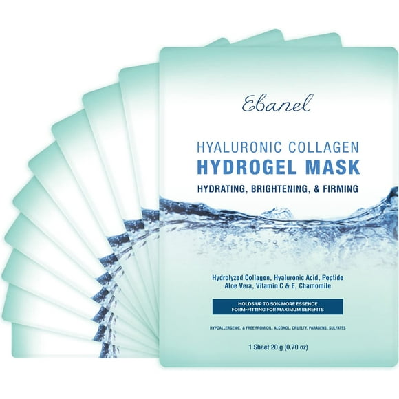 Mascarilla facial de colágeno con hidrogel Ebanel Instant Brightening, paquete de 10