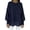 Navy, variant on Women's Blouson Sleeve Sweater Crewneck Pullover with Chiffon Hem Side Slit Detail Casual Chic Fall Top M Size Black