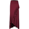 thumbnail image 1 of Made by Johnny Women's Wrapped High Low Ruffle Maxi Skirt S WINE, 1 of 6