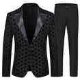 thumbnail image 3 of RUTAYY Men's Outfits Sequins Tuxedo Party Dance Wedding One Button Long Sleeve Jacket and Pants Classic Trendy Sets, 3 of 4