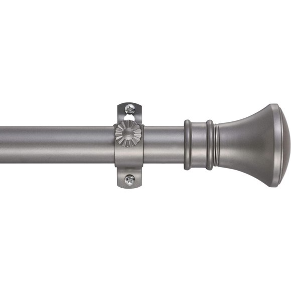 Tailor & Taylor Curtain Rod with Trumpet Finials, Metal Telescopic Drapery Hardware Set with Adjustable Rod for Living Room, Kitchen and Windows (72"-144", Black)