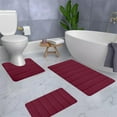 thumbnail image 6 of Djunllk 3 PCS Bathroom Rugs Set - Soft Foam Bathroom Mat Machine Washable Bathroom Rug, Velvet Thick Bath Mat Rubber Back Non-Slip Absorbent Bath Mats for Bathroom, Red, 6 of 9
