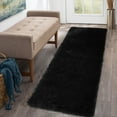thumbnail image 1 of Bingirl 2*8ft 2'*8' Shag Fluffy Runner Rug Soft Plush Area Rug Carpet Non-Slip Fuzzy Bedside Rug for Nursery Dorm Hallway Laundry,Black Pure black, 1 of 1