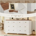 thumbnail image 6 of 55" Chest of Drawers Farmhouse Dresser with 8 Drawers for Bedroom, Wood Storage Cabinets with Thickened Panel for Living Room Hallway, White, 6 of 8