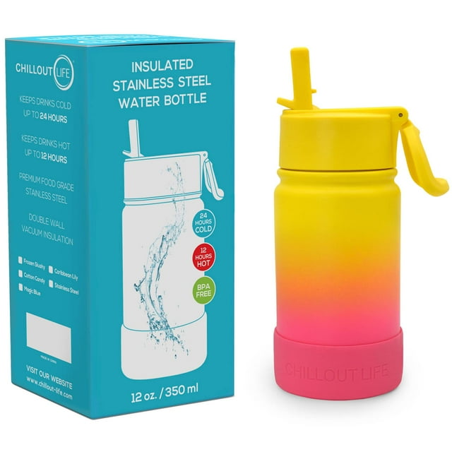 Botella de agua CHILLOUT LIFE Kids con aislamiento de 350 ml con tapa de pajita