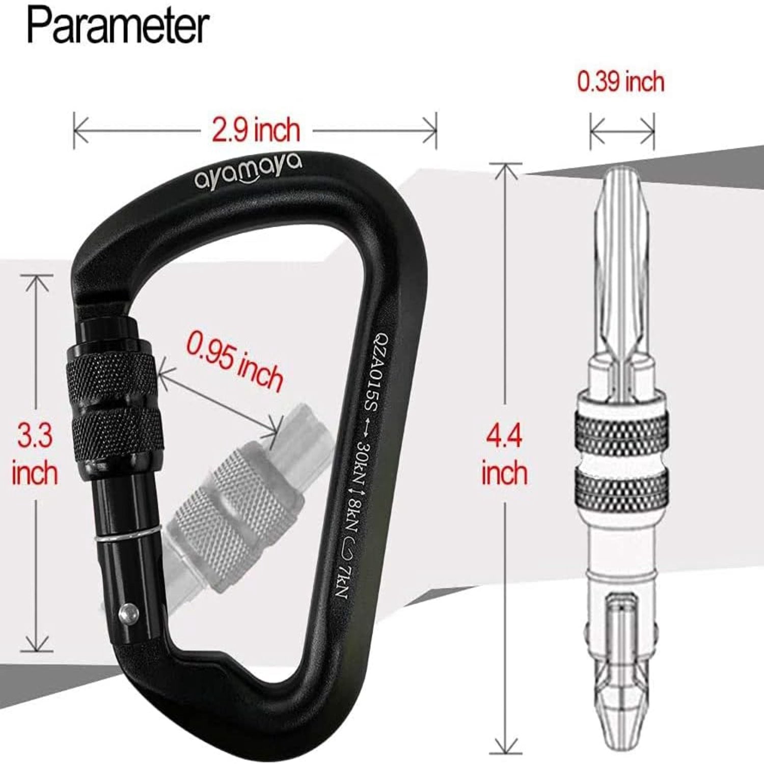 3-Pack Screwgate Locking Carabiners – 30kN (6,744 lbs) Heavy-Duty D-Shaped Carabiners for Rock Climbing, Rappelling, Swing, Rescue, Gym, Aerial Work, Fire Rescue, Downhill, CE Listed-black