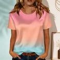 thumbnail image 2 of Satin Blouse for Women Gradient Business Casual Outfit Short Sleeve Tops Crewneck Tshirt Silk Shirt Summer Clothes, XL, 2 of 7