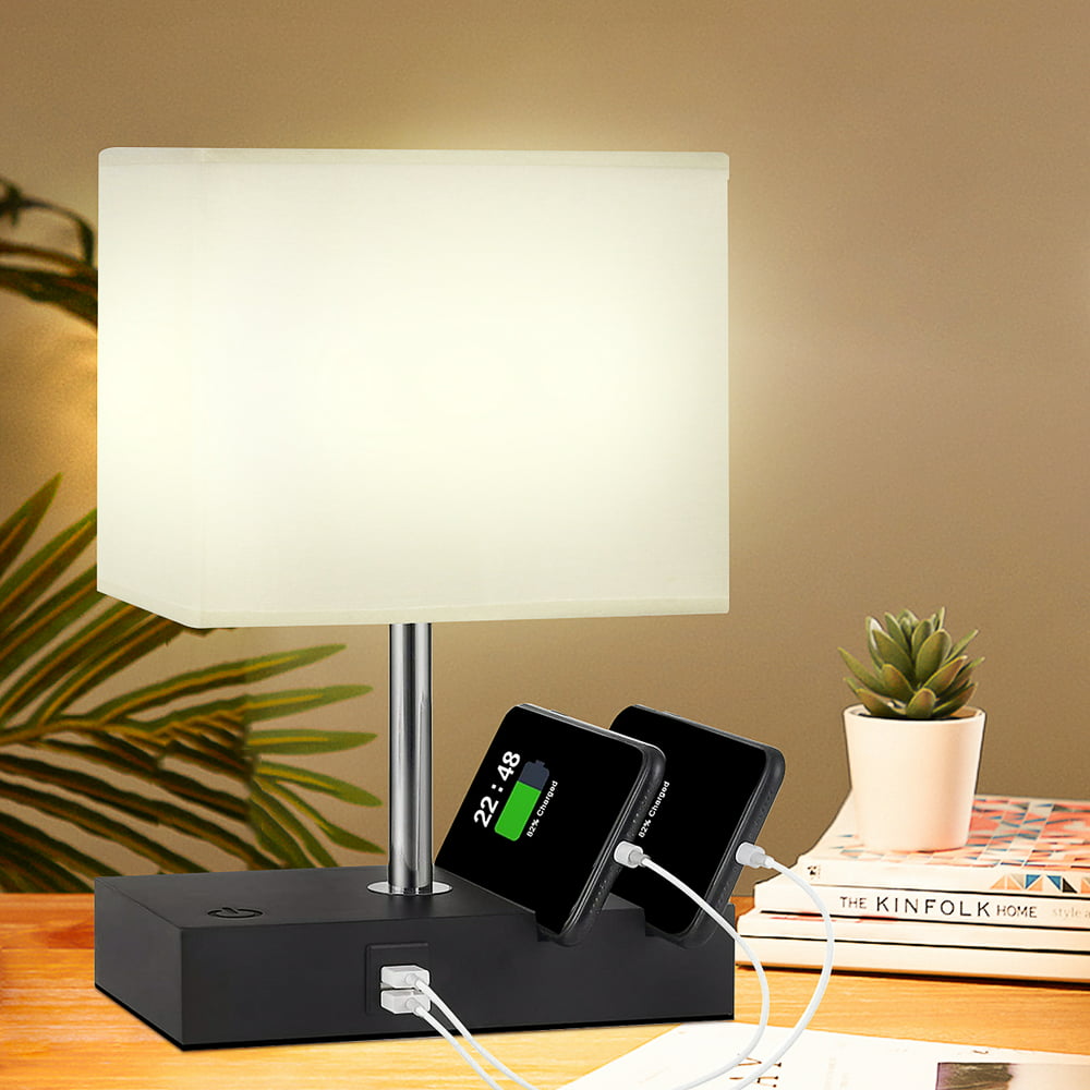 Touch Control Bedside Lamp, 3 Way Dimmable Table Lamp with 2 USB