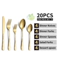 thumbnail image 1 of Bingirl 20pcs Cutlery Set Mirror Finish Smooth Edge Stainless Steel Forks Spoons Set Dishwasher Usable, 1 of 9