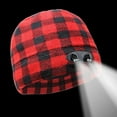 thumbnail image 3 of panther vision powercap led beanie cap 35/55 ultra-bright hands free led lighted battery powered headlamp hat - plaid red & black (cubwb-5505), 3 of 9