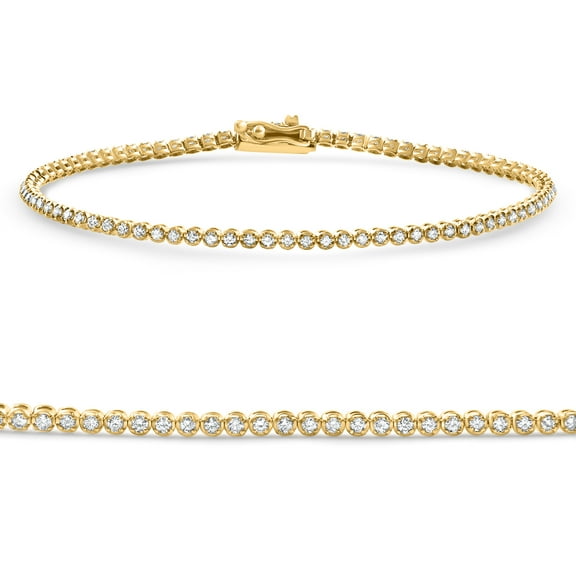 Pompeii 14k Yellow Gold 1Ct TW Natural Diamond Tennis Line Bracelet 7" (G/H,I2)
