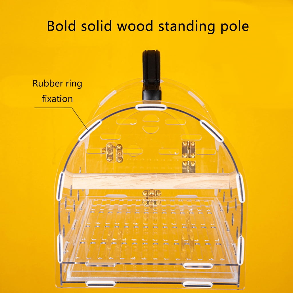 Aurgiarme Clear Acrylic Bird Cage for Travel Outdoor Bird Carriers Cage with Feeding Cup Safe Bird Parrot Transport Carrying Box