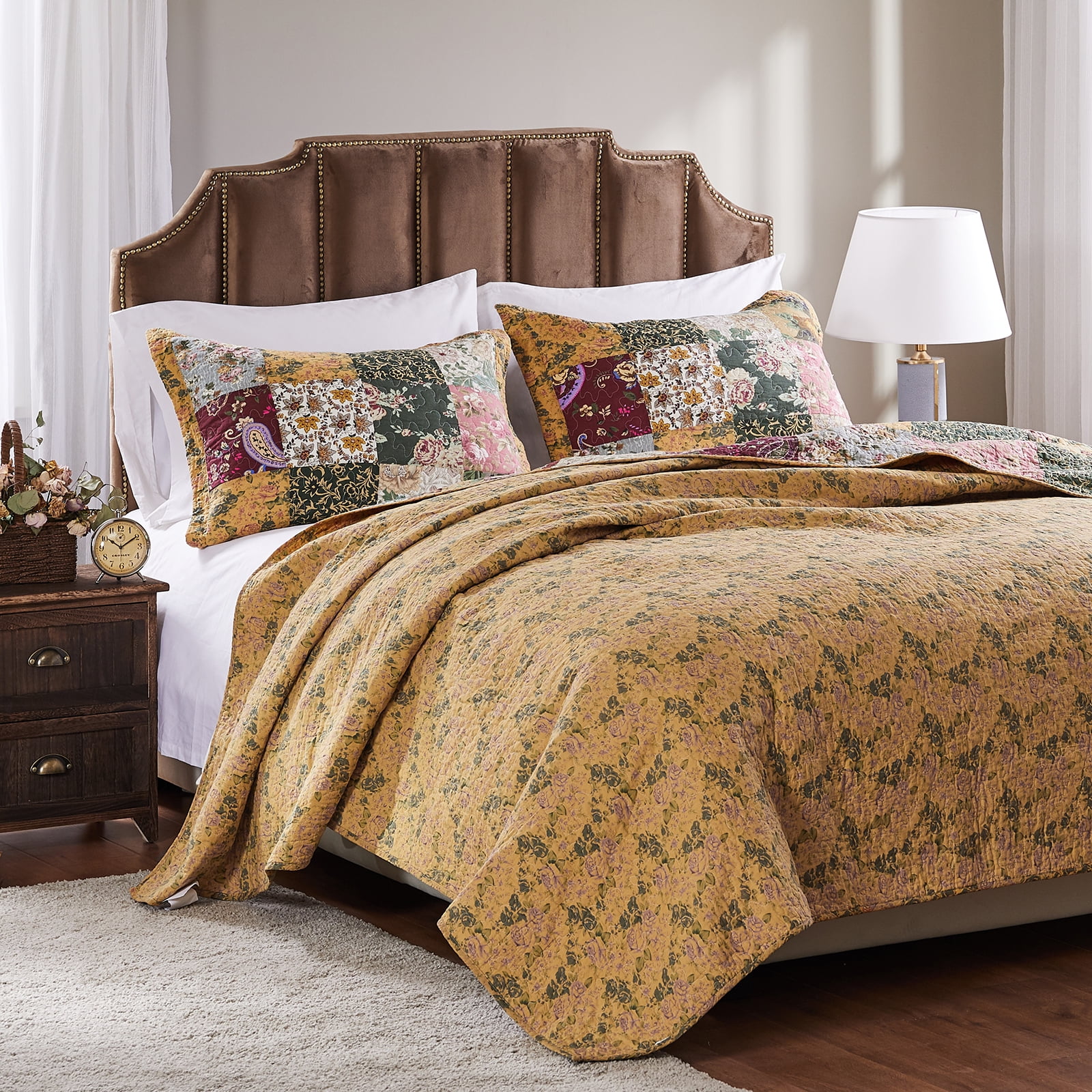Greenland Home Fashions Antique Chic 100% Cotton Authentic Patchwork Quilt Set, 3-Piece King
