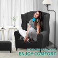 thumbnail image 2 of 1 Piece Stretch Wingback Chair Slipcover Latest Jacquard Design Wing Chair Cover Non Slip Furniture Protector with Foam Rods for Living Room (Wing Chair, Black), 2 of 7