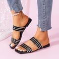 thumbnail image 2 of Juebong Sandals clearance Rhinestone Slide Sandals Women Girls Dressy Low Wedge Sandal Summer Beach Cute Slip on Slippers Boho Glitter Open Toe Flat Sandals, 2 of 5