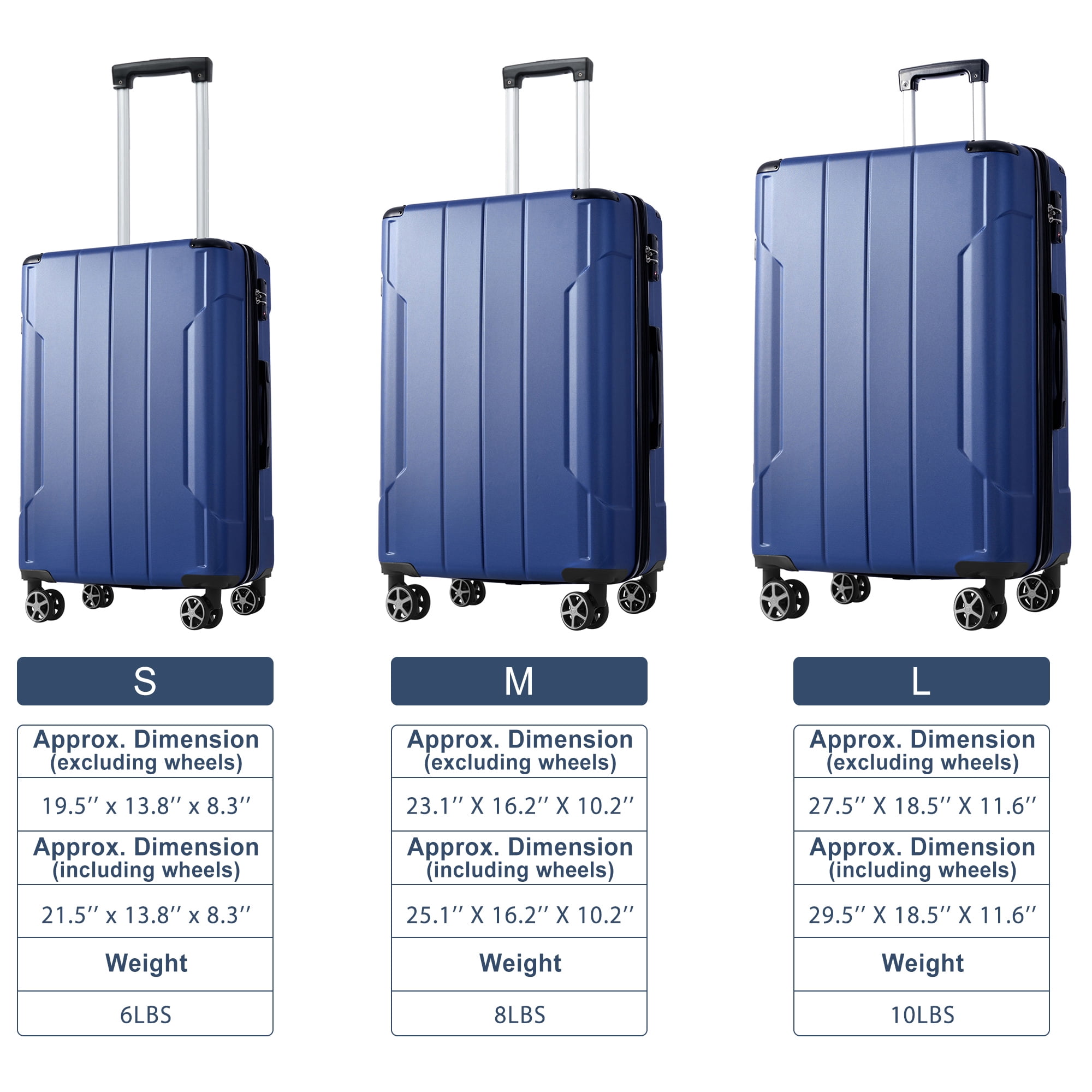Luggage Sets 3 Piece, Expandable Hard shell ABS Suitcases with Double Spinner, Travel luggage Set