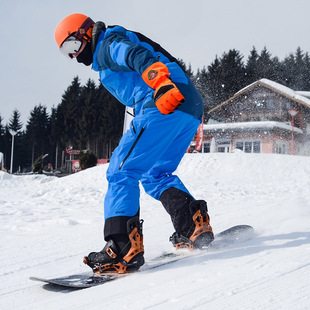 EvridWear Men Women Waterproof Ski Gloves, 3M Thinsulate Snowboard Winter Gloves ( XL, Orange)