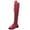 Hot Pink, variant on Women's Boots, Women's Versatile Plus-Size Round Toe Lace-Up Low-Heeled Comfortable Knee-High Boots for Women