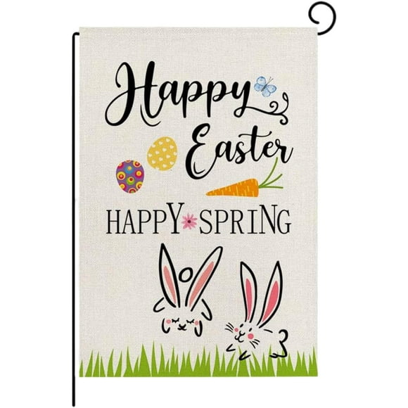 nipocaio Easter Flag Easter Decorations Outdoor Easter Flag Banner Double Sided Spring Garden Yard Rabbit Game 3 30x45cm