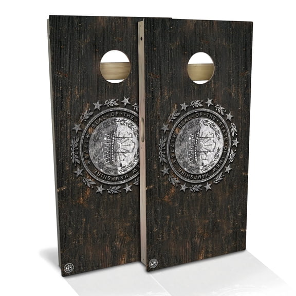 Skip's Garage | New Hampshire Flag Rustic Cornhole Board Set | Includes Boards & Bags | Choose Your Size & Accessories
