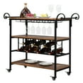 thumbnail image 5 of Kitchen Cart,Kitchen Bar&Serving Cart Rolling Utility Storage Cart with 3-Tier Shelves,Metal Wine Rack Storage and Glass Bottle Holder, Brown, 5 of 7