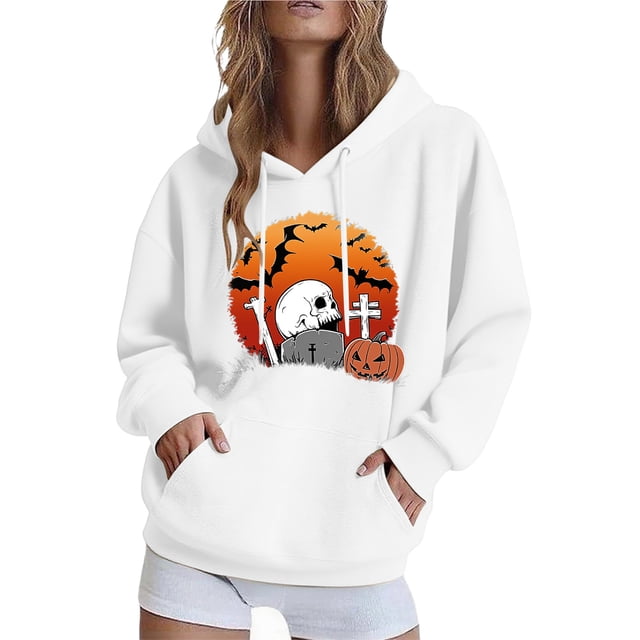 Ailaofu Womens Halloween Sweatshirt Cute Graphic Crewneck Pullover Printed Long Sleeve Fall Outfits Sweatshirts